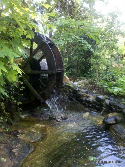 waterwheel Garden Water Wheel, Backyard Water Wheel, Diy Water Well, Waterwheel House, Castle Life, White Cabin, Water Wheels, Lookout Mountain, Dream Life House