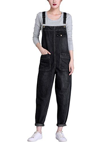 Yeokou Women's Casual Denim Cropped Harem Overalls Pant Jeans Jumpsuits Harem Overalls, Pant Jeans, Flannel Lined Jeans, Denim Dungarees, Baggy Denim, Overalls Pants, Black Clothing, Classic Casual, Sleeveless Rompers