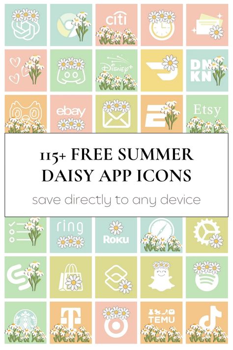 Daisy App Icon, Beach Aesthetic Icons, Summer App Icons, Neutral App Icons, Summer Widgets, All Apps Icon, Daisy Theme, App Icon Aesthetic, Ios Aesthetic