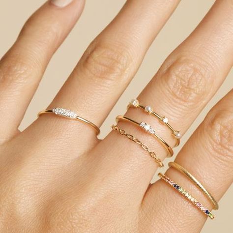 Pave Eternity Band, Classy Jewellery, Classy Accessories, Suspender Earrings, Bead Accessories, Jewelry Stacking, Stone And Strand, Stacked Rings, Under A Microscope