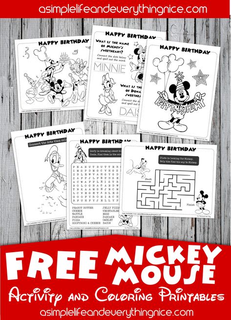 Free Mickey Mouse Clubhouse Birthday Activity and Coloring Printables - A Simple Life and Everything Nice Mickey Mouse Party Printables Free, Diy Mickey Mouse Clubhouse Birthday Party, Mickey Mouse Birthday Activities, Mickey Mouse Activities, Mickey Mouse Coloring Pages Printables, Mickey Mouse Party Games, Mickey Mouse Theme Birthday, Mickey Mouse Preschool, Free Mickey Mouse Printables