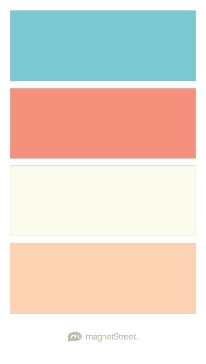 Turquoise, Coral, Ivory, and Peach - Free Color Swatches ordered at MagnetStreet.com Navy Color Scheme, Custom Refrigerator, Gold Wedding Colors, Design Seeds, Wedding Color Palette, Big Boy Room, Boys Bedrooms, Decor Minimalist, Wedding Color