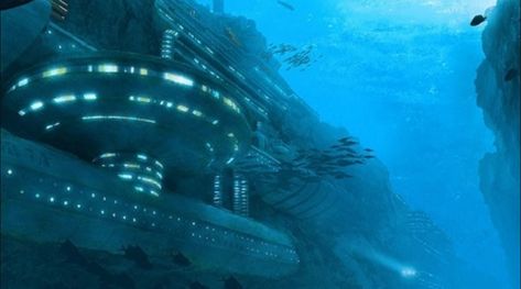 UNDERWATER UFO BASE DISCOVERY PROVES SOMETHING ELSE IS LIVING IN OUR OCEANS! Underwater Drone, Underwater City, Under The Water, Military Base, 판타지 아트, Stargate, Futuristic Architecture, Environment Concept Art, Sci Fi Fantasy