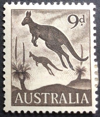 1959-60 Australian Native Animals 9d Kangaroo MLH Australia Tattoo, Australian Stamps, Stamp Values, Sell Old Coins, Gum Trees, Animal Stamps, Australian Vintage, Australia History, Stamps Postage