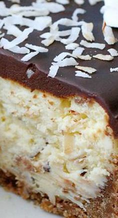 Almond Joy Cheesecake Recipe, Almond Joy Cheesecake, Almond Joy Pie, Almond Joy Cake, Italian Hot Chocolate, The Cheesecake Factory, Italian Recipe, Easy Cheesecake Recipes, Cake Factory