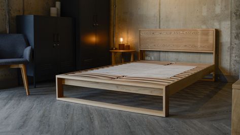 Introducing our latest design - a beautiful, solid wood bed base with a modern look - the Leith bed. Available in many timbers and sizes. Organic Modern Bed, Wood Bed Base, Luxury Wooden Bed, Scandinavian Bed, Modern Wooden Bed, Timber Bed Frames, Japanese Style Bed, Modern Style Bed, Platform Bed Designs