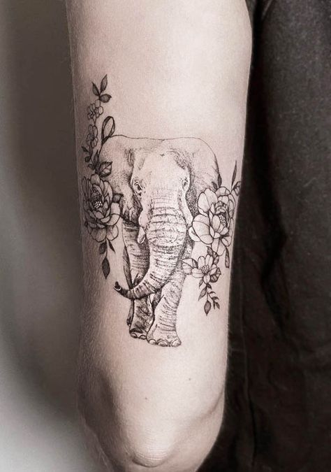 57 Unique Elephant Tattoos With Meaning - Our Mindful Life Elephant Tattoos Arm, Asian Elephant Tattoo, Grandma Tattoo, Elephant Tattoo Ideas, Tattoo Elephant, Animal Tattoos For Women, Animal Lessons, Elephant Tattoo Design, Cool Forearm Tattoos