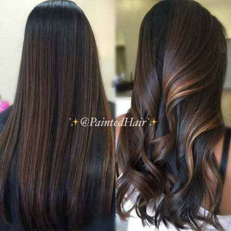 Gorgeous Partial Caramel And Chocolate Highlights Cinnamon Hair, Dark Hair With Highlights, Caramel Hair, Caramel Highlights, Brown Balayage, Long Brown Hair, Normal Hair, Brown Hair With Highlights, Hair Painting