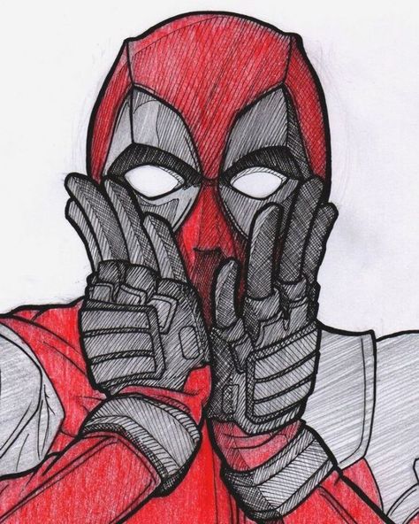 Deadpool Sketch, Deadpool Fan Art, Deadpool Drawing, Deadpool Artwork, Marvel Art Drawings, Avengers Drawings, Deadpool Art, Spiderman Drawing, Arte Doodle