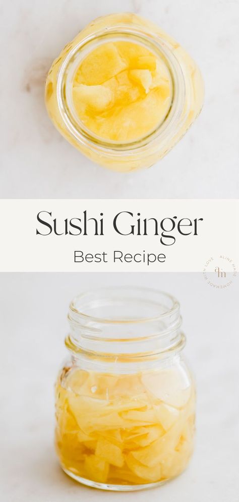 How To Make Sushi Ginger, Homemade Pickled Ginger, Japanese Pickled Ginger, Sushi Ginger Recipe, Quick Pickled Ginger, Pickled Ginger For Sushi, Ginger For Sushi, Pickled Ginger Recipe, Homemade Asian Food