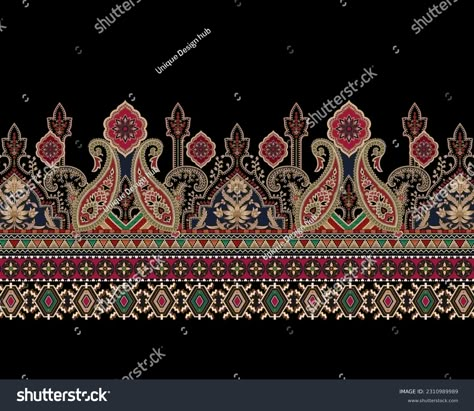 Modern Style Ethnic Border Design Illustrate Stock Illustration 2310989989 | Shutterstock Digital Lace Border, Borders Design, Digital Borders Design, Lace Border, Border Design, Image Illustration, Borders, Modern Style, Stock Illustration