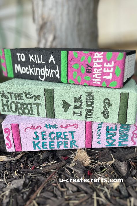 DIY Book Bricks - U Create Book Bricks, Monster Bookmark, Diy Elastic, Tic Tac Toe Game, The Hardest Part, Wrapping Party, Painted Brick, Craft Night, Painted Books