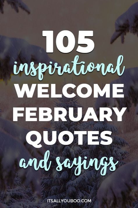 105 Inspirational Welcome February Quotes and Sayings with snow covered fern trees Feb 1 Quotes, February Positive Quotes, Welcome February Quotes Inspirational, February Motivation Quotes, Hello February Quotes Inspiration, February Letterboard Quotes, February Quotes Funny, February 1st Quotes, Quotes About February