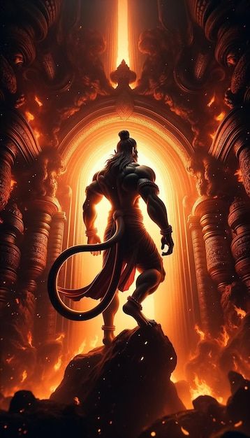 Download this Premium Photo about Lord Hanuman is distant and minimized and The environment is bathed in truetolife fire tones, and discover more than 60 Million Professional Stock Photos on Freepik Hanuman Photos Wallpapers, Powerful Hanuman, Lord Balaji Hd Wallpaper 4k, Hanuman Live Wallpaper, Hanuman Images Hd, Hanuman Hd, God Hanuman, Hanuman Ji Wallpapers, God Wallpaper