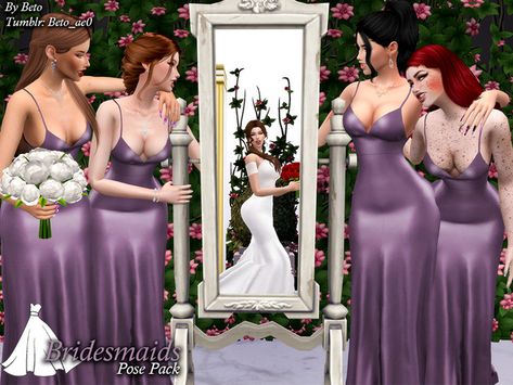 Sims 4 Wedding Poses, Bridesmaid Poses, Bridal Party Poses, Sims 4 Cc Eyes, Black And White Wedding Theme, Annie Dress, 4 Poses, Sims 4 Cc Makeup, Sims 4 Body Mods