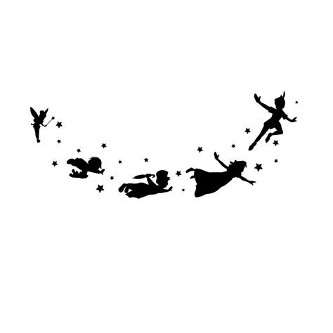 Peter Pan Cricut, Peter Pan Flying Tattoo, Peter Pan Silhouette Flying, Peter Pan Tattoos, Neverland Tattoo, Peter Pan Svg, London Skyline Silhouette, Peter Pan Flying, Disney Stencils