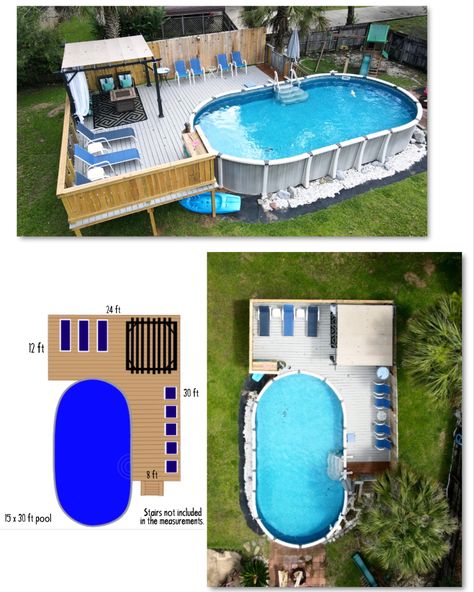 Piscina Pallet, Decks Around Pools, Pool Deck Plans, Cheap Pool, Swimming Pool Decks, Outdoor Pool Area, Deck Decor, Deck Backyard, House Pool