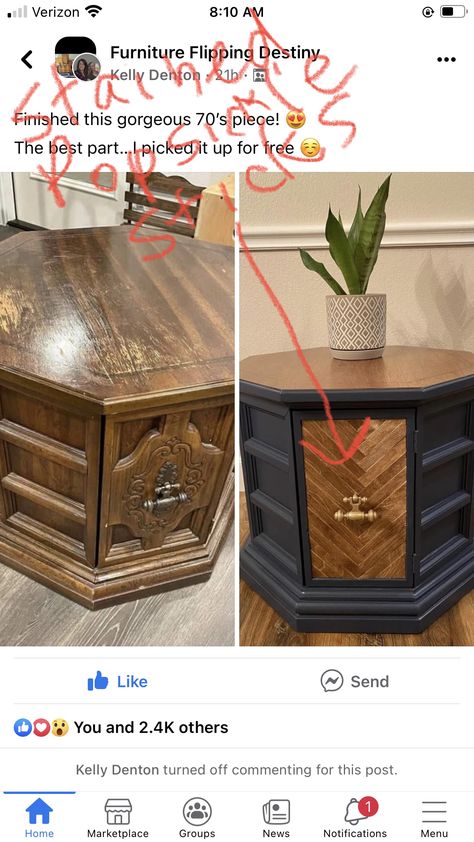 Refurbished Hexagon End Tables, Hexagon Side Table Makeover, Old End Table Makeover, Chair Flip, Furniture Remodel, Diy Furniture Restoration, Furniture Remodeling, Revamp Furniture, Octagon Table