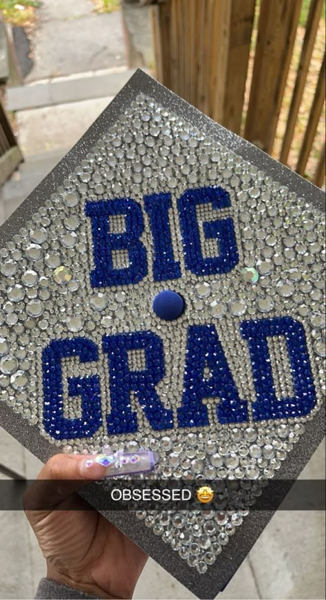 Blue Graduation Cap Designs, Graduation Cap Ideas Funny, Graduation Cap Designs Aesthetic, Graduation Cap Ideas High School, Graduation Cap Designs High School, High School Graduation Cap Designs, Graduation Cap Designs College, Funny Graduation Caps, Grad Hats