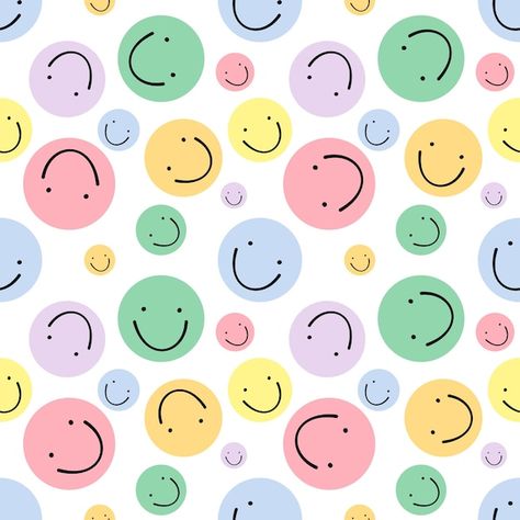 Emojis Background, Teacher Pattern, Preschool Background, Freepik Pattern, School Pattern, Happy Face Background, Smiley Illustration, Smiley Print, Background Colorful