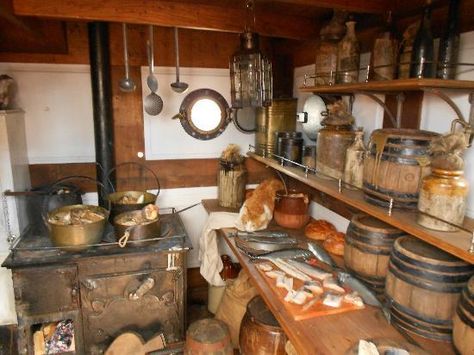 Related image Ship Kitchen Pirate, Pirate Ship Galley, Pirate Ship Kitchen, Pirate Ship Crew Quarters, Old Ship Interior, Pirate Ship Interior, Galley Ship, Cawdor Castle, Ship Interior