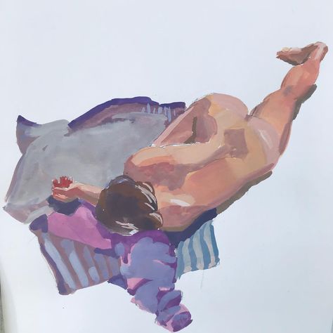 Janet Ledoux on Instagram: “More from the live model gouache series. Looking down with pretty severe foreshortening- a challenge ! #figurativeart #lifedrawinggroup…” Gouache Figure Painting, Maine Artist, Inspo Art, Art 2023, Live Model, March 25, Gouache Painting, Life Drawing, Art Project