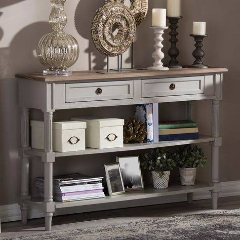 Baxton Studio Farmhouse Shabby Chic 2-Drawer Console Table Shabby Chic Farmhouse Living Room, Shabby Chic Console Table, Studio Farmhouse, Chic Console Table, Door Dining Table, Shabby Chic Kitchen Decor, Shabby Chic Decor Bedroom, Drawer Console, Shabby Chic Home