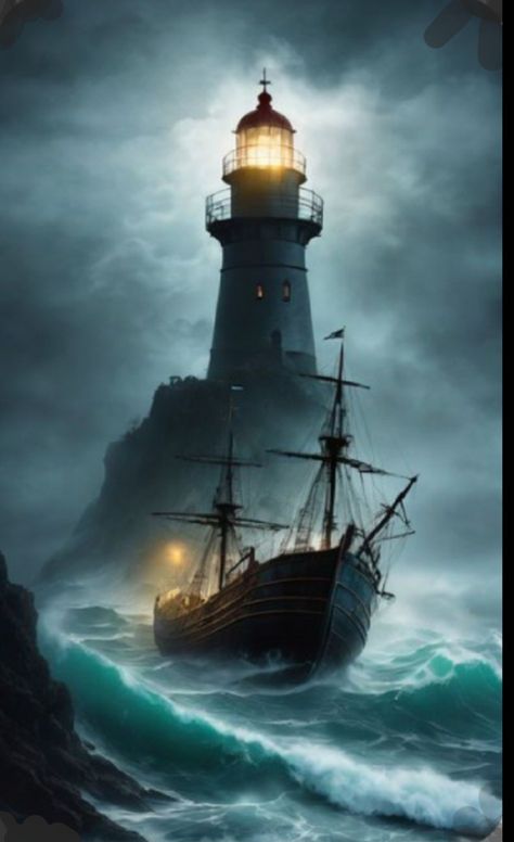 Lighthouse At Night, 30 Tattoo, Famous Lighthouses, Lighthouses Photography, Best Nature Images, Lighthouse Painting, Lighthouse Pictures, Lighthouse Art, Ghost Ship