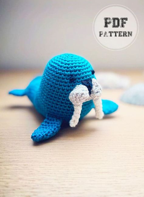 Crochet Walrus Pattern, Walrus Crochet Pattern Free, Walrus Amigurumi, Crochet Walrus, Walrus Crochet, Cute Walrus, Yarn Animals, Animal Crochet, Animal Patterns