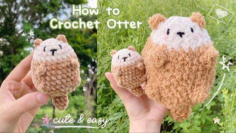 #crochet #otter #beginner #tutorial #freepatternamigurumi free pattern #crochetideas #animals #diy Free Otter Crochet Pattern, Otter Keychain, Otter Crochet, Crochet Otter, Otter Cute, Easy Amigurumi, Easy Crochet Animals, Halloween Crochet Patterns, Amigurumi Tutorial