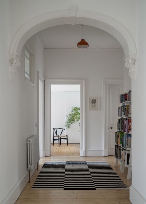 Edinburgh Apartment, Tenement Flat, Edinburgh Flat, Bay Window Living Room, Minimal Apartment, Green Velvet Armchair, Bay Window Seat, Dream Flat, Grey Sectional Sofa