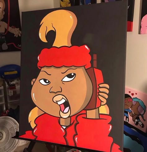 Proud Family Drawings Canvas, Proud Family Canvas Painting, Proud Family Drawings, Proud Family Paintings, Black Cartoon Paintings, Dijonay Proud Family, Trill Art, Proud Family, Hippie Painting