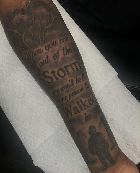 Mens Chest Tattoos Quotes, Raw Forearm Tattoos, Inside The Arm Tattoo For Men, Bible Tattoo Ideas For Men, 1/1 Tattoo, Deep Meaning Tattoos For Men Forearm, Forearm Tattoo Men Sleeve Meaningful, Bible Verse Tattoos For Men Forearm Scriptures, Though I Walk Through The Valley Tattoo