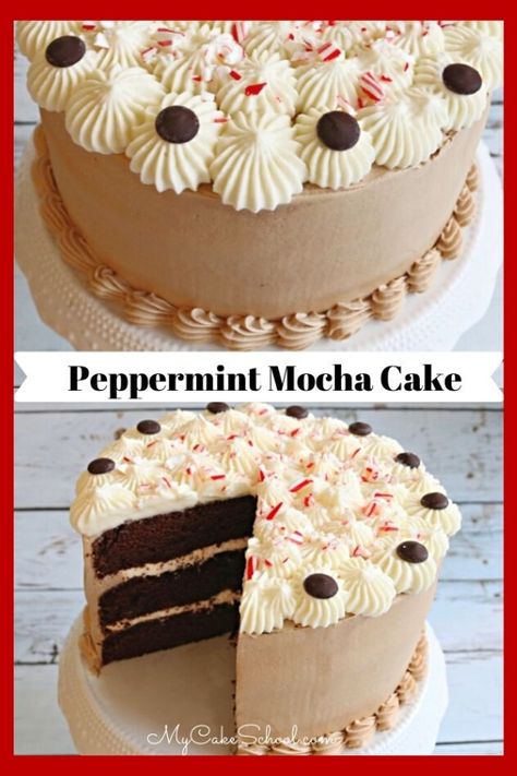 This Peppermint Mocha Cake Recipe is AMAZING! So moist, delicious, and with the perfect balance of chocolate, espresso, and peppermint! Peppermint Mocha Cake, Mocha Cake Recipe, White Cake Mix Cookies, Peppermint Mocha Cupcakes, Cookies With White Chocolate Chips, Peppermint Brownie, Doctored Cake Mix Recipes, Chocolate Peppermint Cake, Cookies With White Chocolate