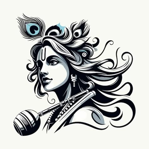 Lord Shiva Canvas Painting Abstract, Krishna Painting Black And White, Krishna Black And White Wallpaper, Radha Krishna Black And White, Krishna Black And White, Krishna Drawing Sketch, Shri Krishna Drawing, Krishna Vector, Lord Krishna Sketch