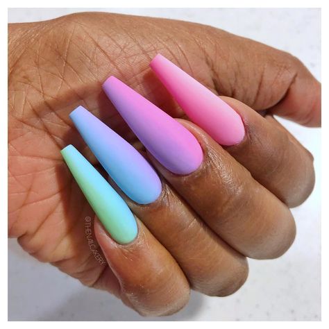 Treat your nails to something sweet! 💅🏾🍭💖 Which set is your favorite? This vertical ombré set was recreated using the first Cake Glaze… Cake Glaze, Fun Summer Nails, Summer Nails Beach, Gel Nails At Home, Unicorn Nails, Rainbow Nails, Summer Nails Colors, Pastel Nails, Nails At Home