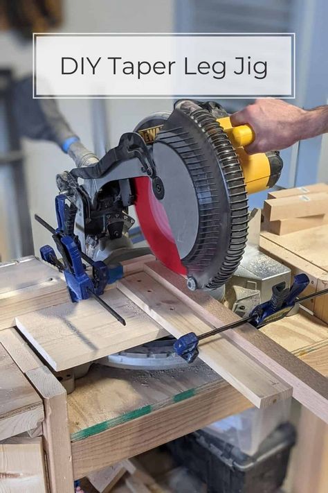 DIY Taper Leg Jig - for the Miter Saw Taper Jig, Diy Console, Diy Console Table, Diy Coffee Bar, Chop Saw, Diy Shutters, Quick Diy, Diy Tv, Wood Project