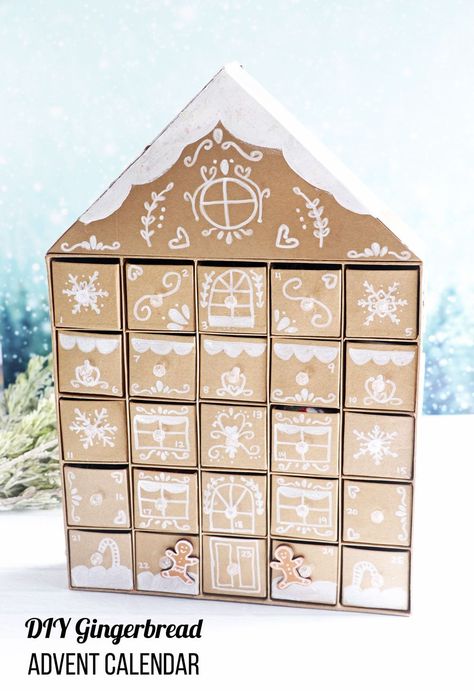 DIY Gingerbread Advent Calendar. Get excited for the holidays by making your very own gingerbread advent calendar to count down the days until Christmas. Gingerbread House Advent Calendar Diy, Diy Painted Advent Calendar, Wooden Advent Calendar Ideas Diy, Gingerbread House Advent Calendar, Gingerbread Advent Calendar, Handmade Advent Calendar, House Advent Calendar, Calender Ideas, Diy Gingerbread House