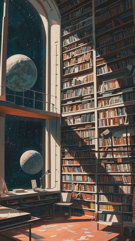 Minimal space library publication astronomy bookshelf. | premium image by rawpixel.com / Tanat Chittirungsan Bookshelf Laptop Wallpaper, Library Digital Art, Library Aesthetic Landscape, Library Wallpaper Iphone, Library Wallpaper Desktop, Library Wallpaper Aesthetic, Bookshelf Wallpaper, Library Wallpaper, Painted Bookshelves