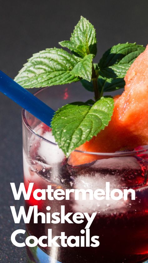 Watermelon Whiskey Cocktails Watermelon Whiskey Cocktail, Watermelon Whiskey Drink, Salty Watermelon Whiskey Recipes, Woodford Reserve Drinks, Honey Liqueur Recipe, Watermelon Syrup, Whiskey Drinks Recipes, Best Watermelon, Honey Cocktail