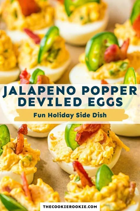 Jalepeno Popper Deviled Egg, Jalapeño Popper Deviled Eggs, Fun Deviled Eggs, Deviled Eggs With Cream Cheese, Jalapeno Popper Deviled Eggs, Jalapeño Deviled Eggs, Spicy Deviled Eggs Recipe, Thanksgiving Healthy, Deviled Eggs With Bacon