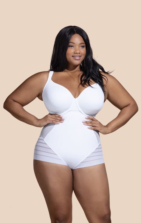 SuperPower Brief - Honeylove® White Full Coverage Shapewear, White Shapewear With Medium Bust Support, Solid Shapewear Bra With Removable Pads, Solid Full Coverage Shapewear With Removable Bra Pads, Compression Shapewear With Bra-friendly Design, Shaper Wear, Tummy Toning, Wedding Shapewear, Bridal Shapewear