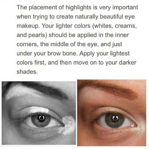 Highlight Placement Highlight Placement Make Up, Highlighter Placement Make Up, Highlighter Placement, Highlight Placement, Makeup Tuts, Eye Highlighter, Eye Corner, Beautiful Eye Makeup, Makeup Looks Tutorial