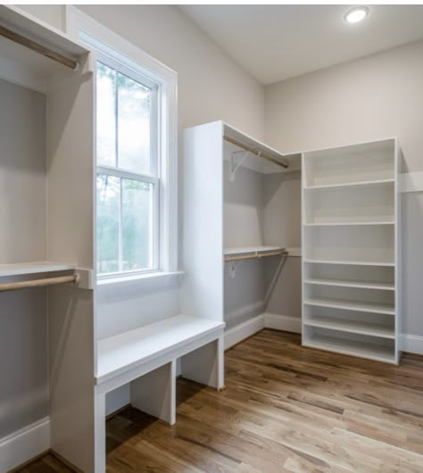 Walk In Closet With Windows Ideas, Small Space Closet Ideas Bedrooms, Walk In Closet Ideas Window, Windows In Closet, Closet Window Ideas, Walkin Closet With Window, Window In Closet Ideas, Master Closet Design With Window, Closets With Windows