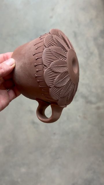 Sarah Pike Pottery on Instagram: "This lil 🍑 got some texture. Oh hiyeee. I feel like you might be saying, where the hell have you been? I am also wondering the same thing. Well, I’ve been hibernating. The kind of hibernating where you garden, bike, and make a lot of stamps. So not really hibernating. I guess it’s the opposite. I need a Latin pro to make me up a word for this. Pffft… what am I saying? There probably is a word for this. Any wordy people know what it is? I was thinking of calling it persephonating after the Greek god of spring, Persephone. It’s when Persephone/spring possesses you. It’s like spring fever but without all the hormones and muscle shirts. It’s when you step out of the studio for a sec and wake from a trance two hours later, covered in dirt with a pile of weeds Persephone Spring, Two Hours Later, The Potter's Hand, Flower Mugs, Out Of Breath, Heart Is Full, Pottery Handbuilding, Slab Pottery, Hand Built Pottery