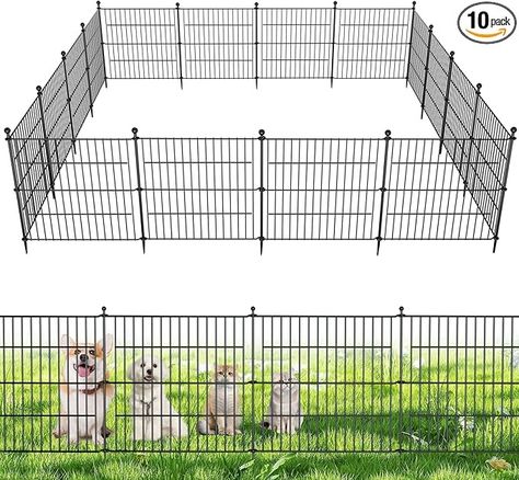 Amazon.com : 10 Panels No Dig Decorative Outdoor Garden Fence for Yard, 24 in(H) X 20 ft(L) Animal Barrier Fencing Rustproof Metal Wire Panel Border for Dog, Rabbits, and Patio Temporary Ground Stakes : Patio, Lawn & Garden Garden Fence, Metal Wire, Fencing, Outdoor Garden, Lawn Garden, Rabbits, Fence, Lawn, Yard