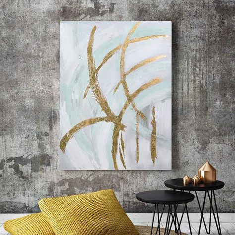 Gold streaks make a bold impression on this canvas wall art. Suitable for contemporary spaces, this abstract design brings in different shades of white and hints of blue. With a three-dimensional design, this piece can be hung vertically or horizontally. Different Shades Of White, Shades Of White, Metallic Paint, Wall Art Designs, Abstract Design, Three Dimensional, Canvas Wall, Canvas Wall Art, Shades