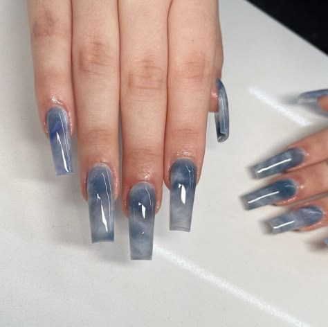 Tapper Square Acrylic Nails, Y2k Blue Nails, Y2k Nails Blue, Blue Y2k Nails, Pretty Blue Nails, Icy Blue Nails, Icy Nails, Tattoos Geometric, Blue Acrylic Nails