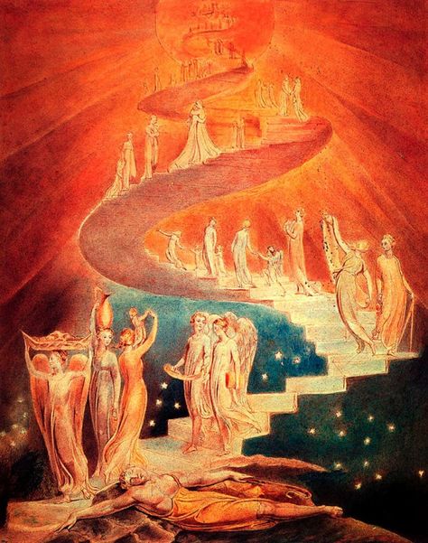 William Blake Paintings, William Blake Art, Jacobs Ladder, Eternal Return, Istoria Artei, Jacob's Ladder, William Blake, Stairway To Heaven, To Heaven