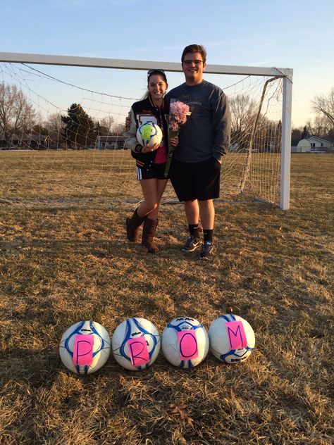 Soccer Ball Prom Proposal, Prom Posals, Prom Friends, Sadies Dance, Ship Goals, Promposal Ideas, Soccer Couples, Prom Proposals, Dance Proposal